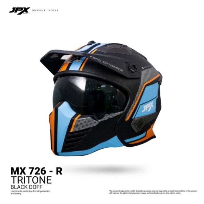 Helm jpx mx 726R Hitam Tritone
