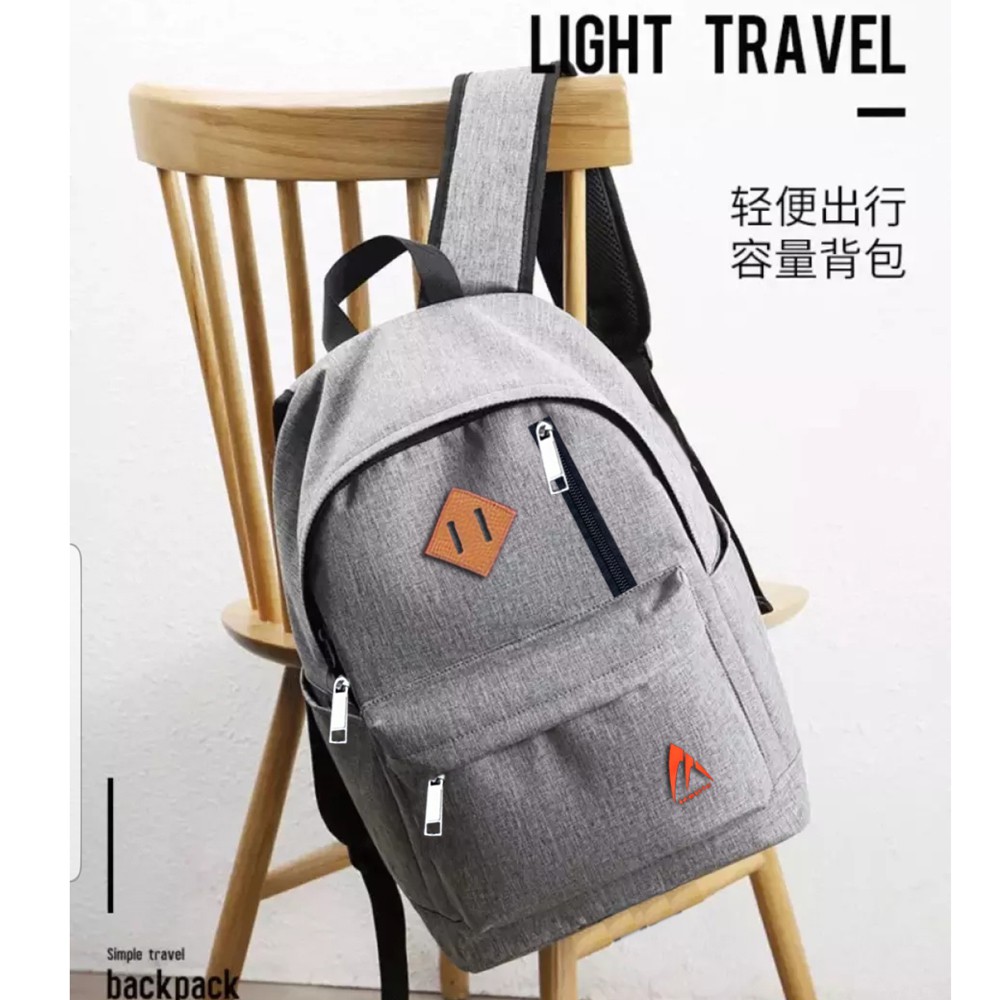 SHOPEE 6.6 SUPER SALE!! Tas Ransel Laptop Ac-1376 Tas Ransel Fashion Pria dan Wanita Backpack Distro Polos +Raincover- Grey