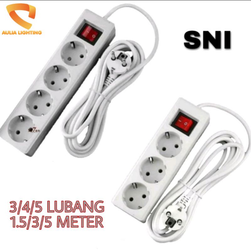 Stopkontak Arde Kabel 3L 4L 5L SNI Stop Kontak Colokan Listrik 220V 10A 3 4 Lubang 1.5m 3m 5m Power Outlet Cable Elektrik