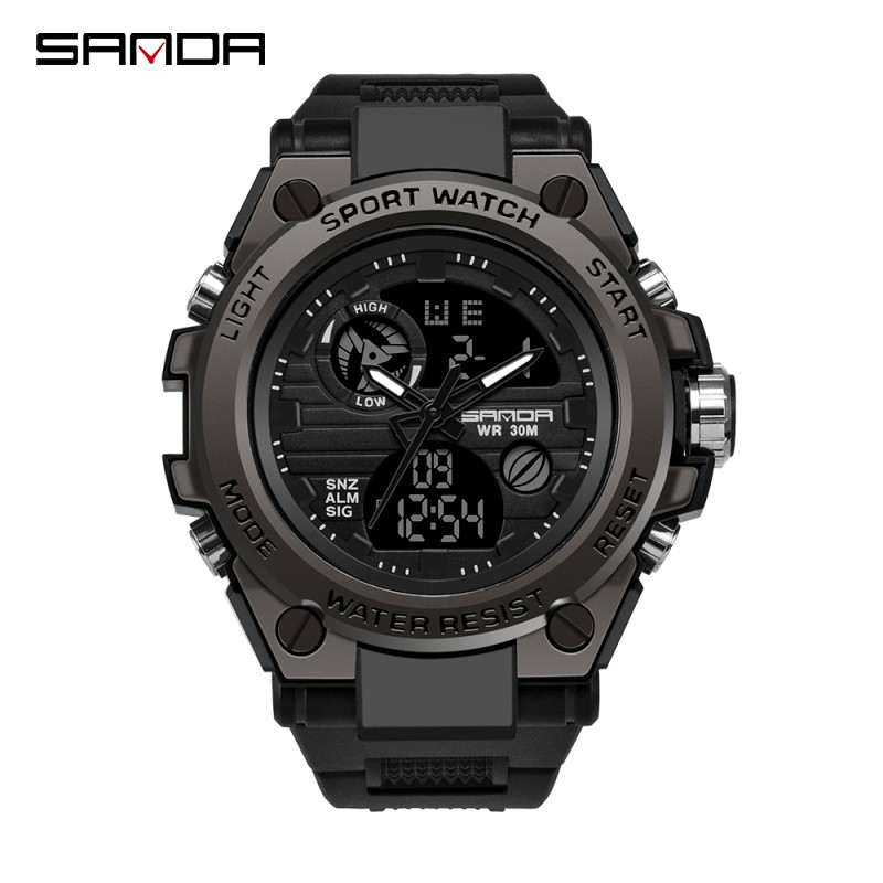 SANDA 739 Jam Tangan Pria Digital Analog Tali Rubber Chronograph Anti Air WATCHKITE WKOS