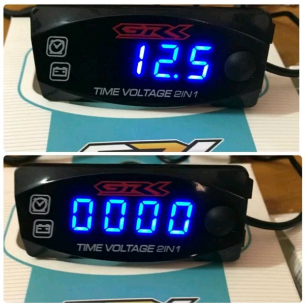 volmeter dan jam digital motor 2in1 waterproof - Kanjeng Raden Variasi