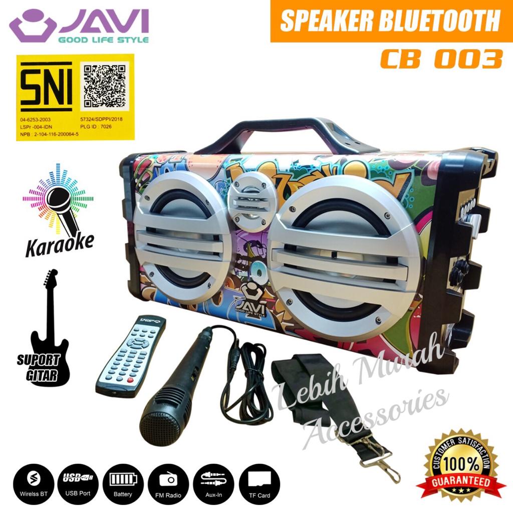 Speaker Bluetooh JAVI CB003 Dual Subwofer Stereo + Mic/Remote Support Input Gitar Speaker Karaoke Speaker Aktif Speaker Gede Speaker Superbass Speaker aktip