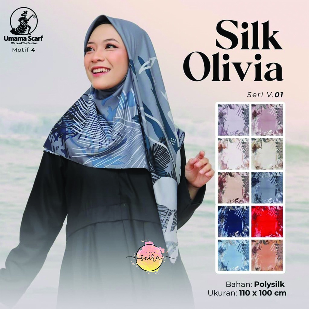 [BISA COD] Umama Kerudung / Hijab Silk Olivia Motif (Bisa Pilih Motif)-A4