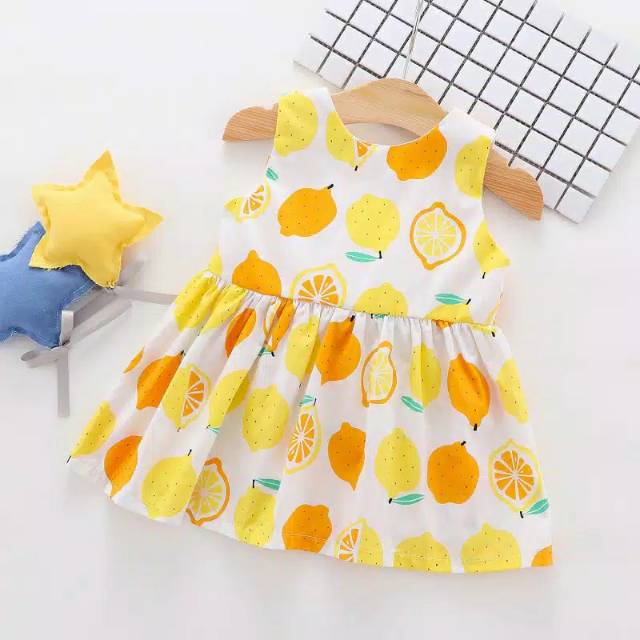 Dress motif buah dengan pita for baby