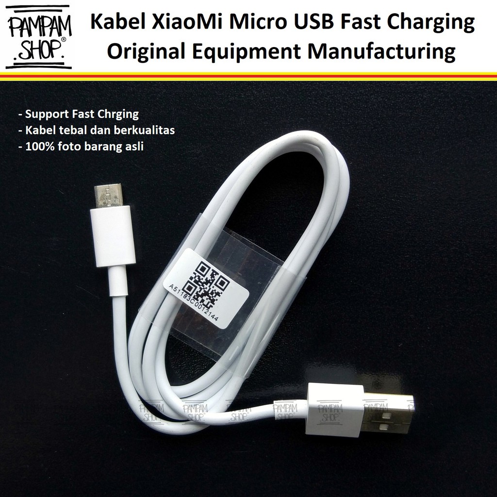 Kabel Data Charger Casan XIAOMI PUTIH MICRO USB Fast Charging for  Redmi 1S 2S 3 3S 4X 4A 5A Note 2