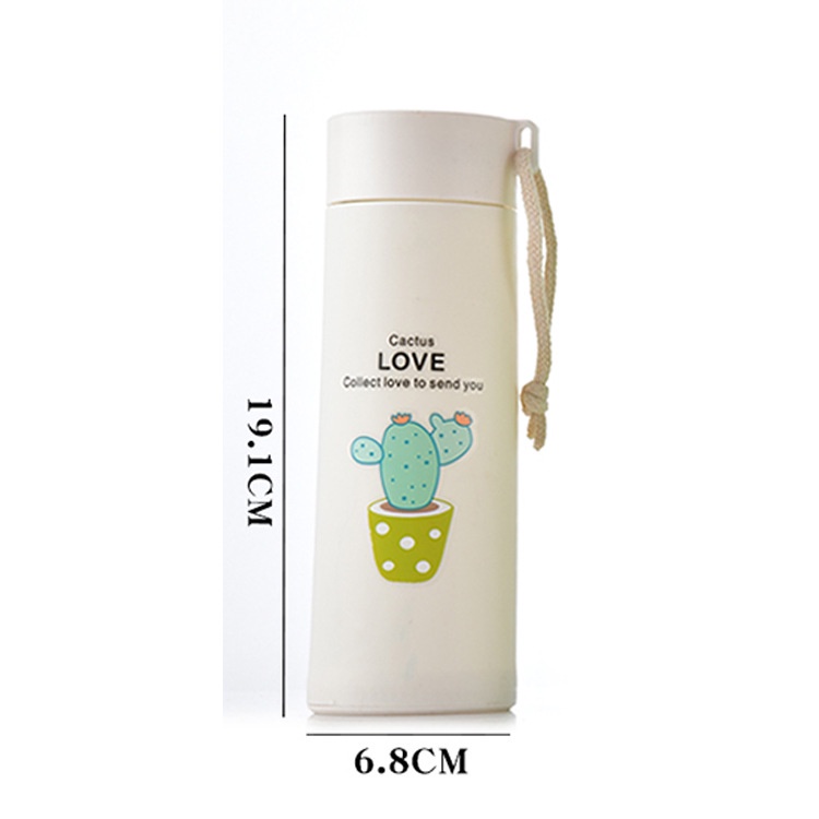 Botol Kaca Thermos/Botol Minum Model Lucu Nice Day Unik BPA FREE-K-putih