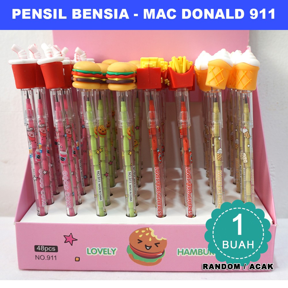 

Pensil Bensia fancy MAC DONALD - satuan - acak -PENSIL BENSIA MAC DONALD 911