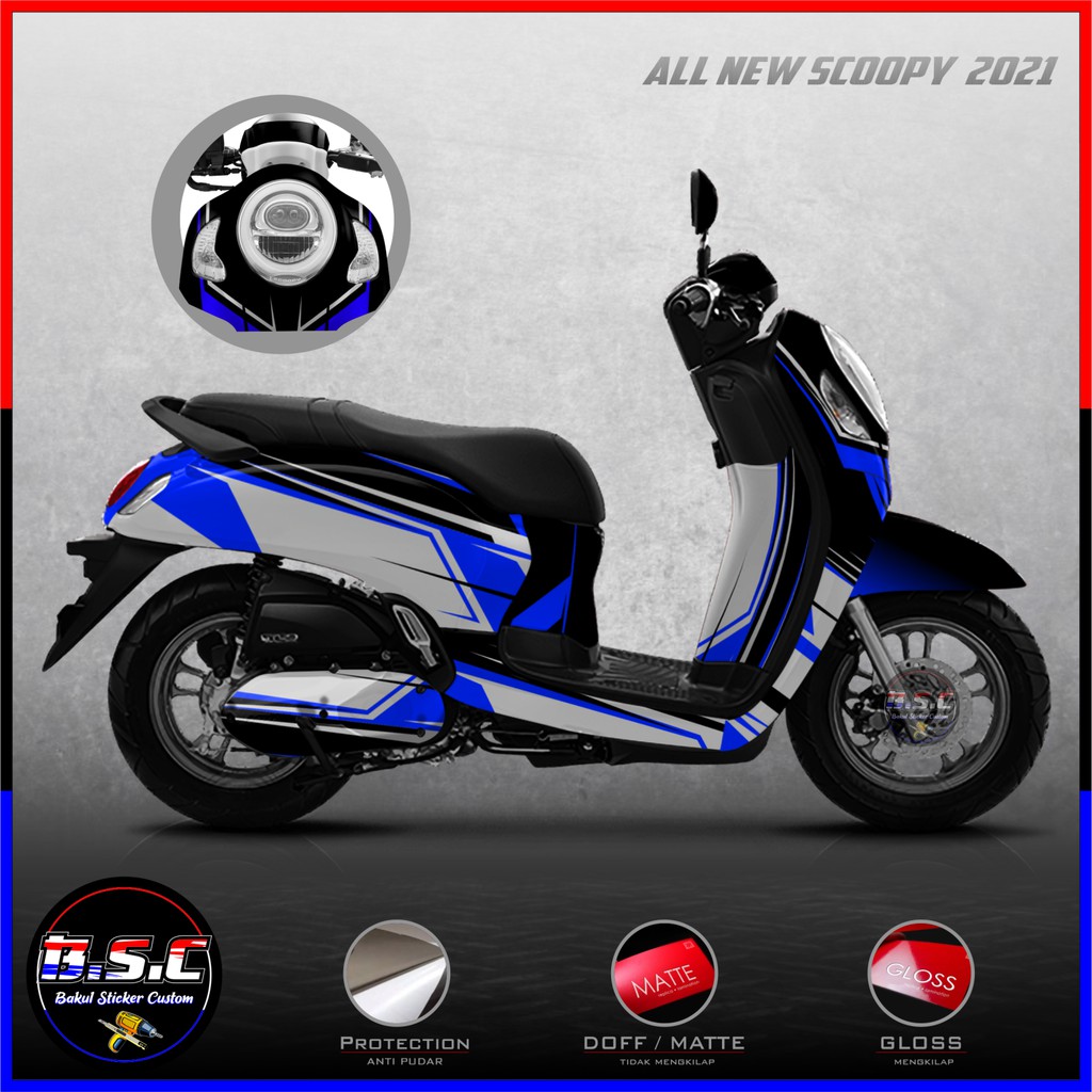 Sticker Decal FULL BODY + FULL PART Scoopy FI Scoopy 2021 Motif Flash Racing Blue