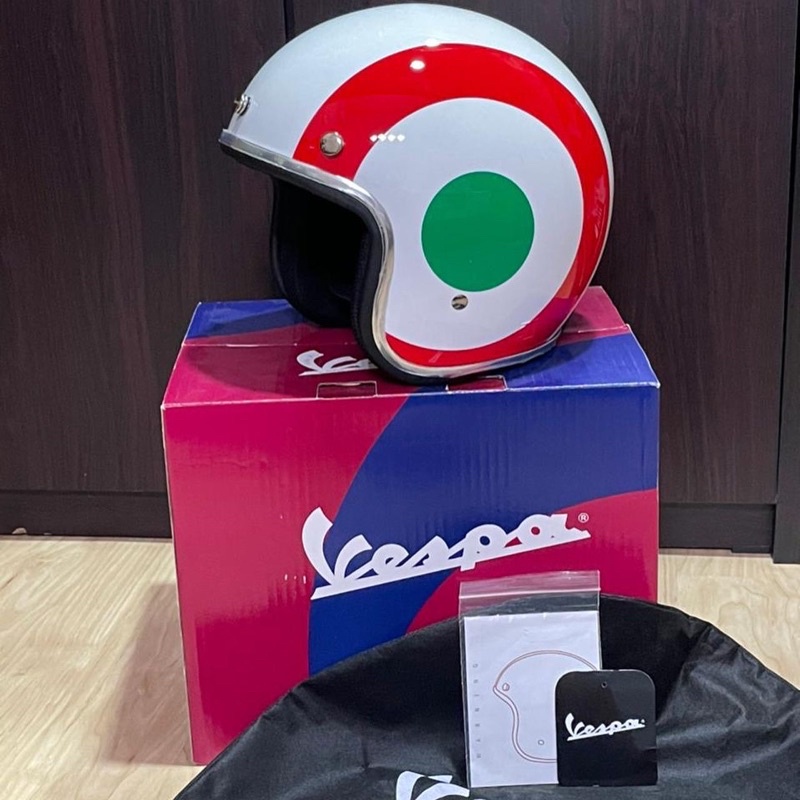Helm Original Vespa Nation Italian Flag Tricolore Fullset Brand New Size L Italy List Chrome Series
