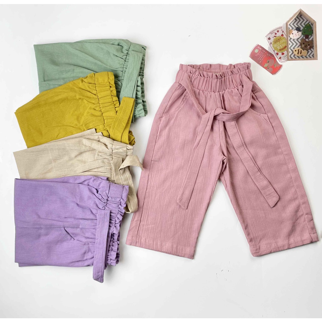 Kulot Anak Katun Linen Cringkle Polos / Kulot Anak Perempuan / Celana Anak Perempuan / Celana Panjang anak Perempuan / KULOT SALUR