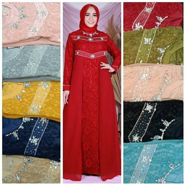 Gamis pesta brokat Kayla payet