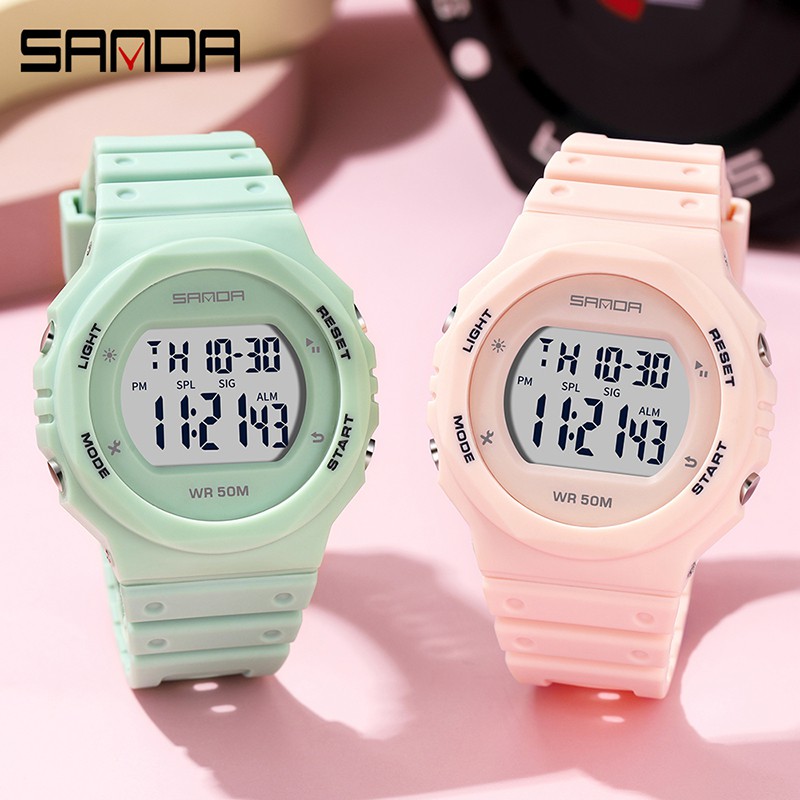 SANDA 6069 Jam Tangan Wanita Pria Digital Sport EL Backlight Tali Rubber Anti air WATCHKITE WKOS