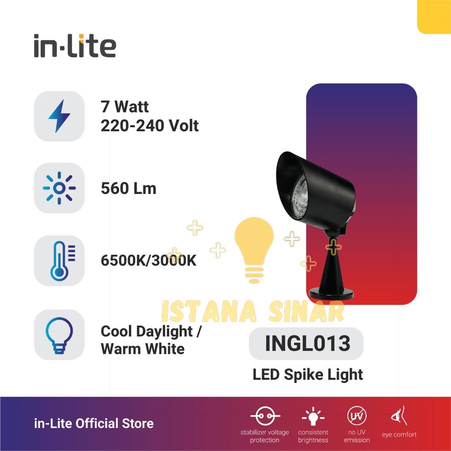 LAMPU LED SPIKE LIGHT / LAMPU TAMAN INLITE 7W 7 WATT - INGL013 - Kuning