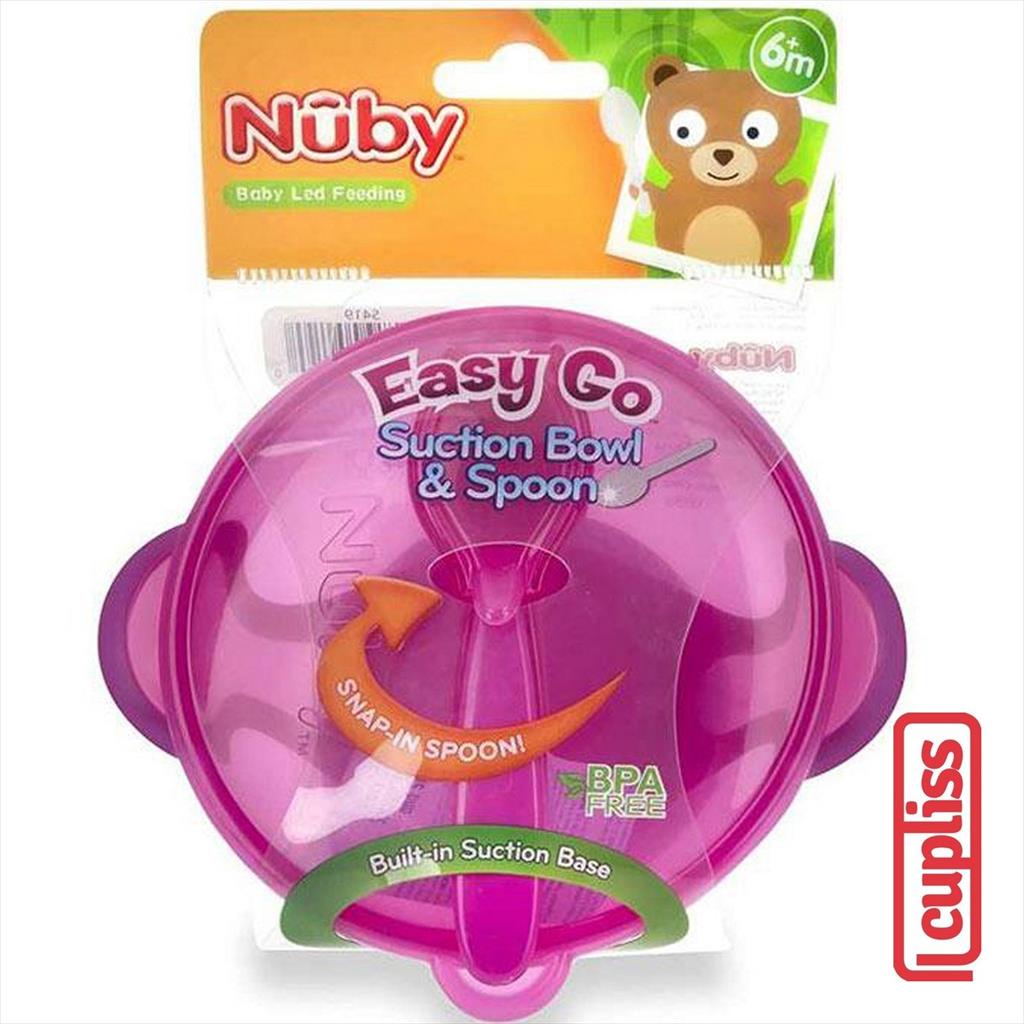 NUBY 126030 Garden Fresh Suction Bowl and Spoon Lid Pink