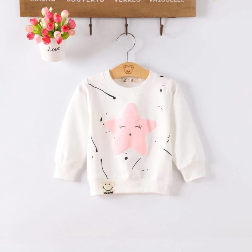 Tokomilkan - Sweater Anak Perempuan STAR Umur 1 - 6 Tahun Bahan Fleece