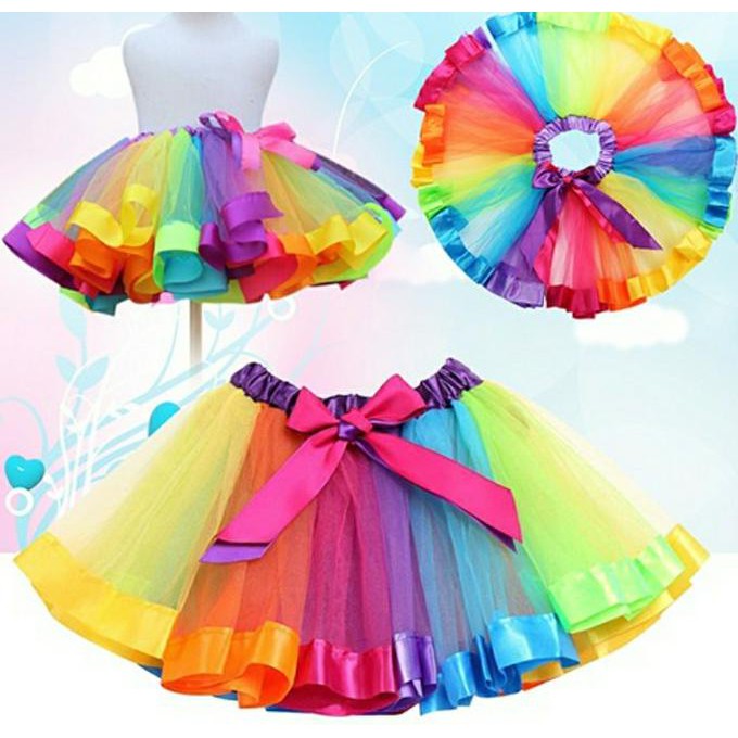 Rok tutu rainbow anak usia 4-7T rok korea rok tutu import rok nari