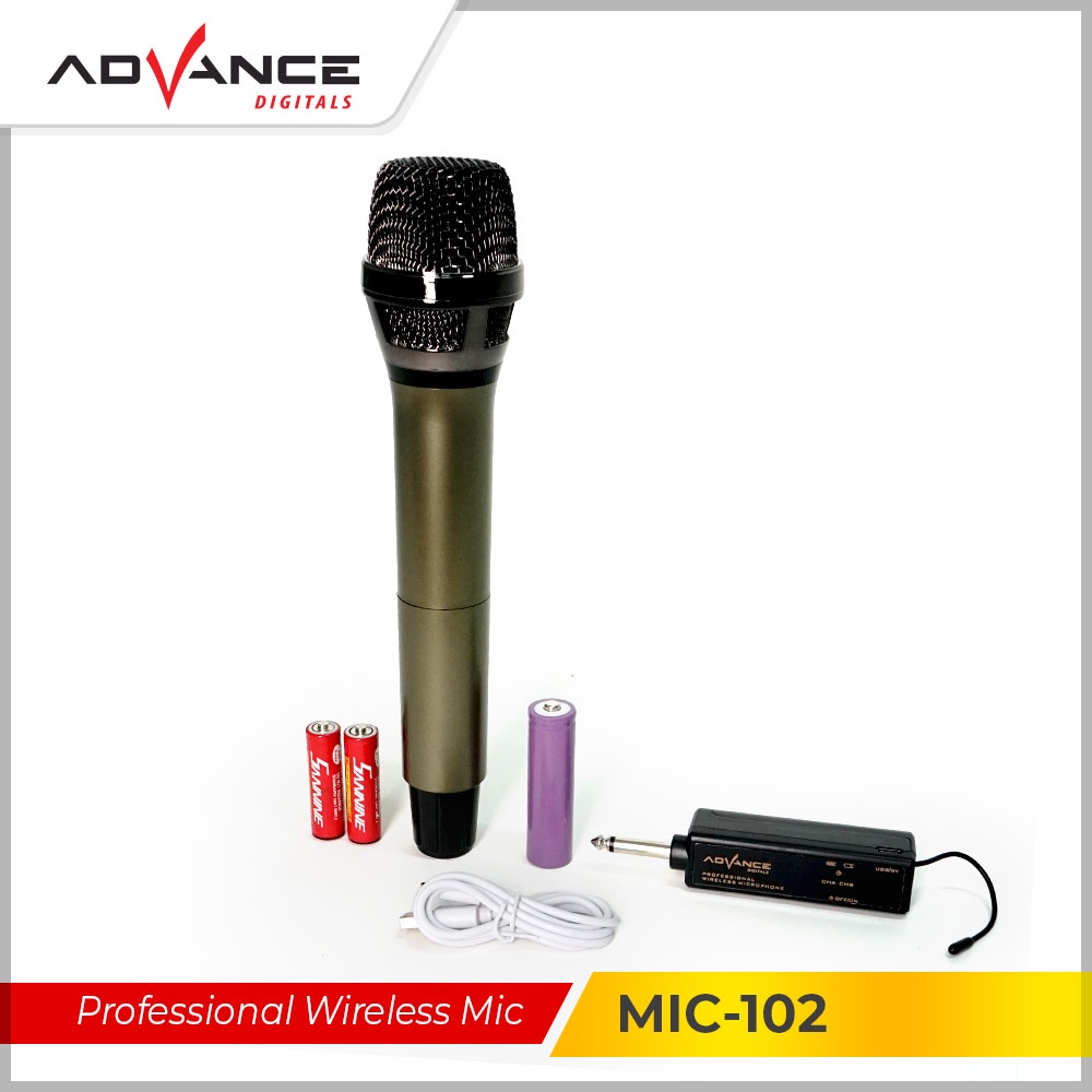 【READY STOCK】Advance Professional Wireless Microphone Single MIC-102 Mic Vocal Untuk Karoke Garansi Resmi 1 Tahun