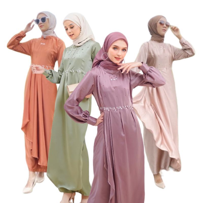 Selia Dress Kondangan Gamis Pesta Maxmara Gaun Satin Silk Payet Seragam Bridesmaid Stella Velvet