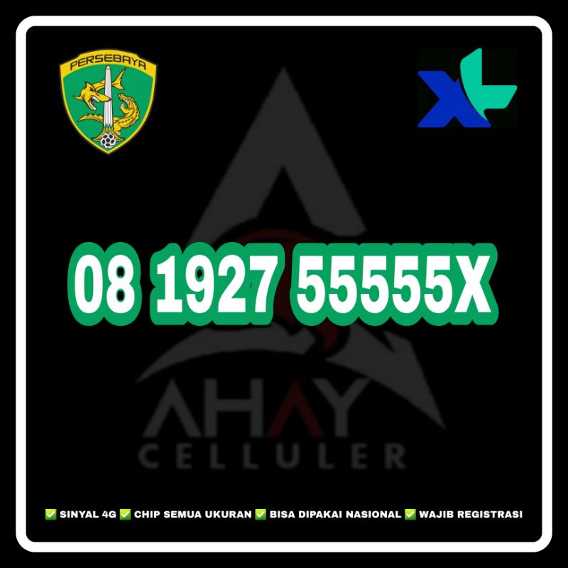 AHAY CELLULER NOCAN NOMOR NOMER CANTIK XL DOUBLE TRIPLE PANCA PERSEBAYA 1927 BONEK SURABAYA BUKAN HE