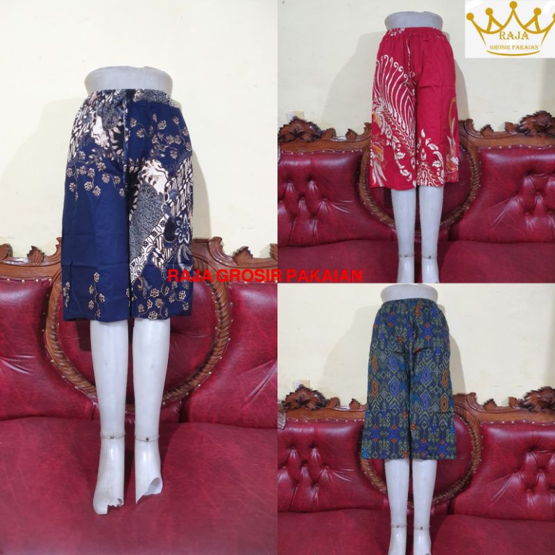 Celana Kulot Batik Dan Bunga / Pendek 7/8 Dewasa Fit to L s/d XL Bahan Katun Stretch