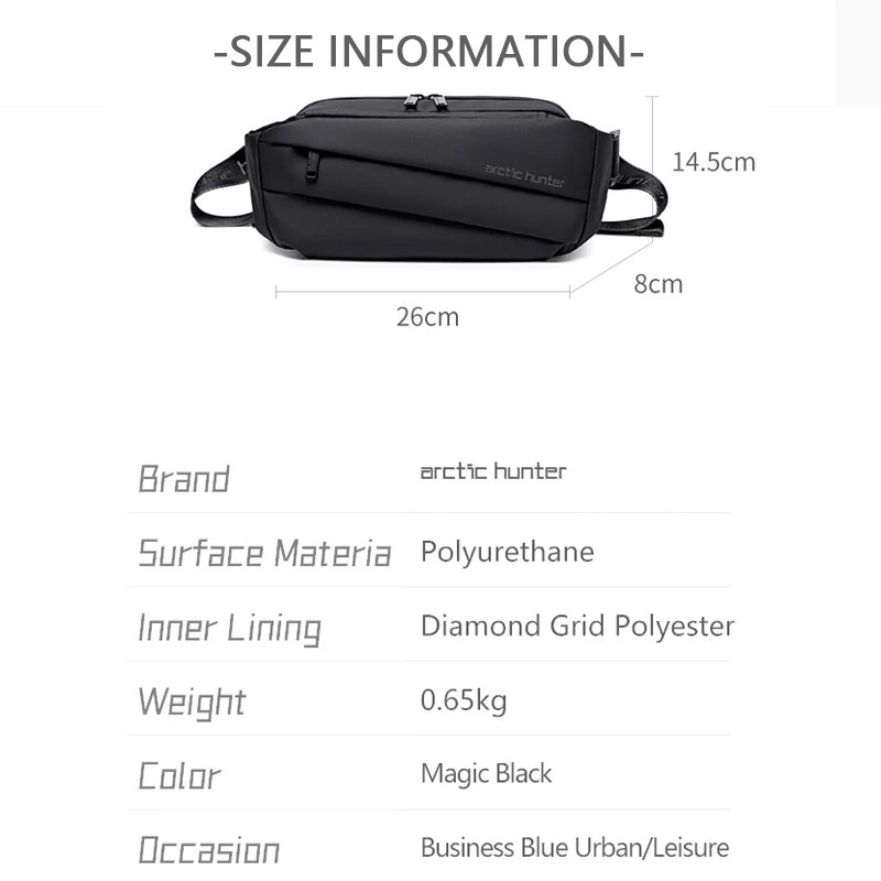 YB00029 Tas Selempang Arctic Hunter Sling Bag Pria Waterproof YB0029