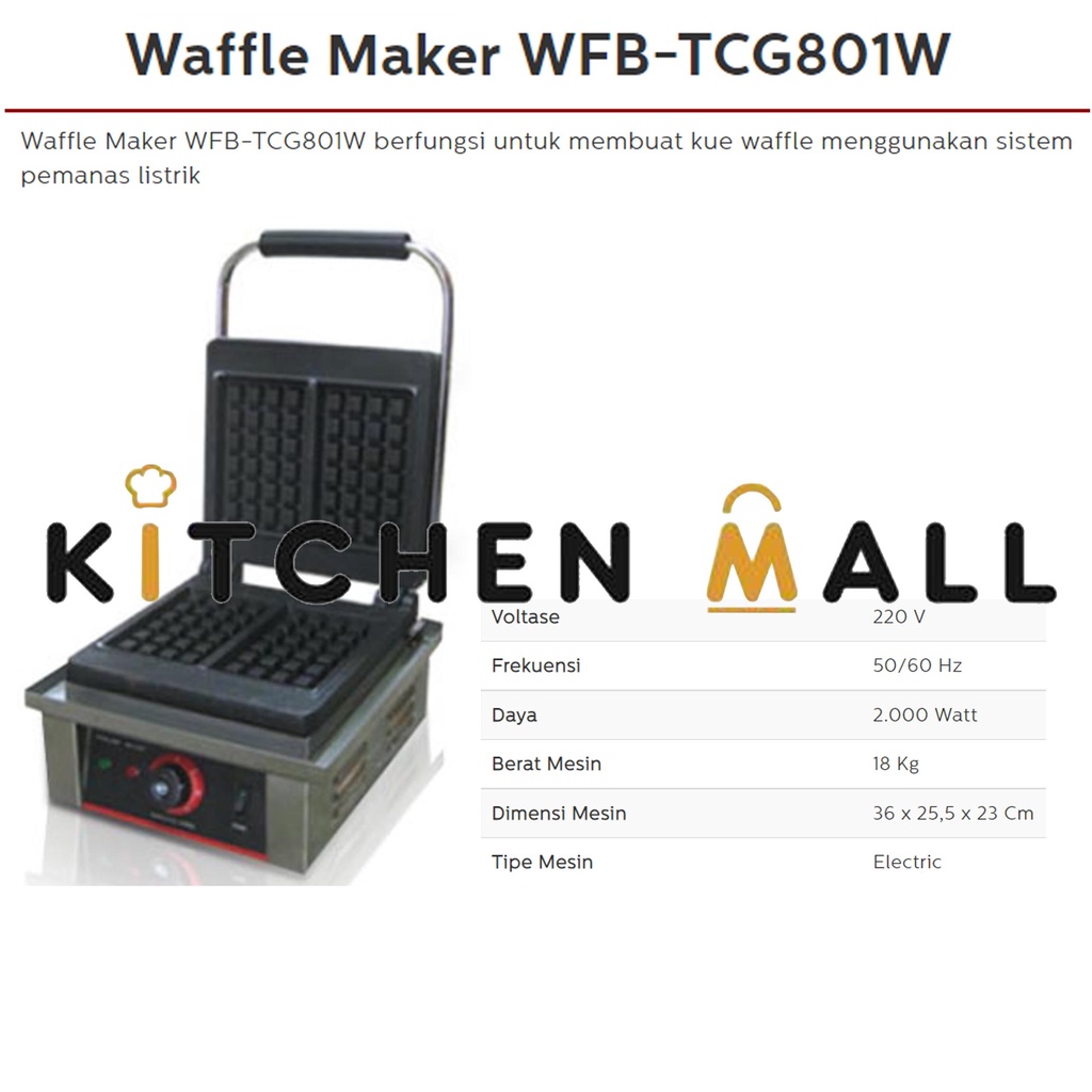 Jual Fomac Wfb Tcg W Electric Waffle Baker Mesin Elektrik Pembuat