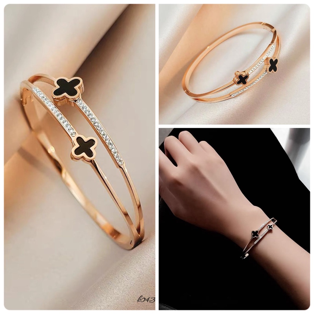 Gelang lv titanium / gelang titanum lv / bangle titanium lv / gelang  titanium wanita DM 6cm / gelang kulit LV titanium rose gold