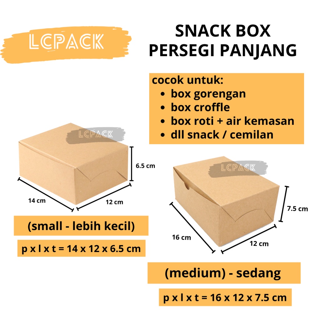 PAPER SNACK BOX TAHU GORENGAN KOTAK CEMILAN KUE KEMASAN DUS CATERING KECIL DUS MARTABAK TELOR KOTAK 