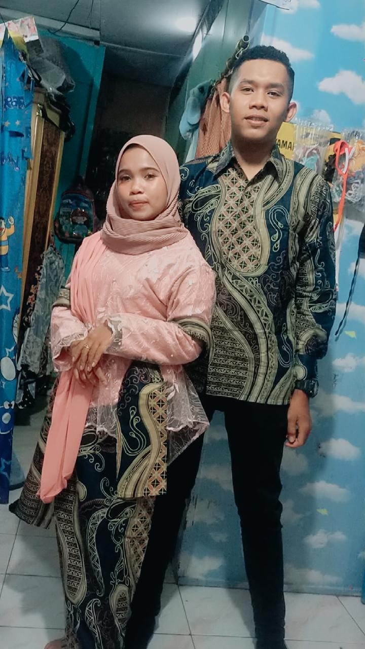 Couple Batik Brokat Tile Selendang Payet Salsabila Free Selendang