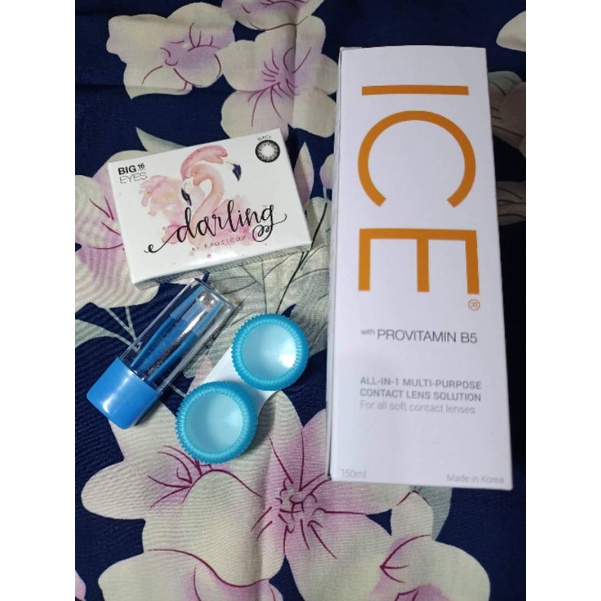 Paket Softlens Darling Normal Big Eyes Dia 16mm + Air Softlens Ice 150ml + Pinset + Lenscase