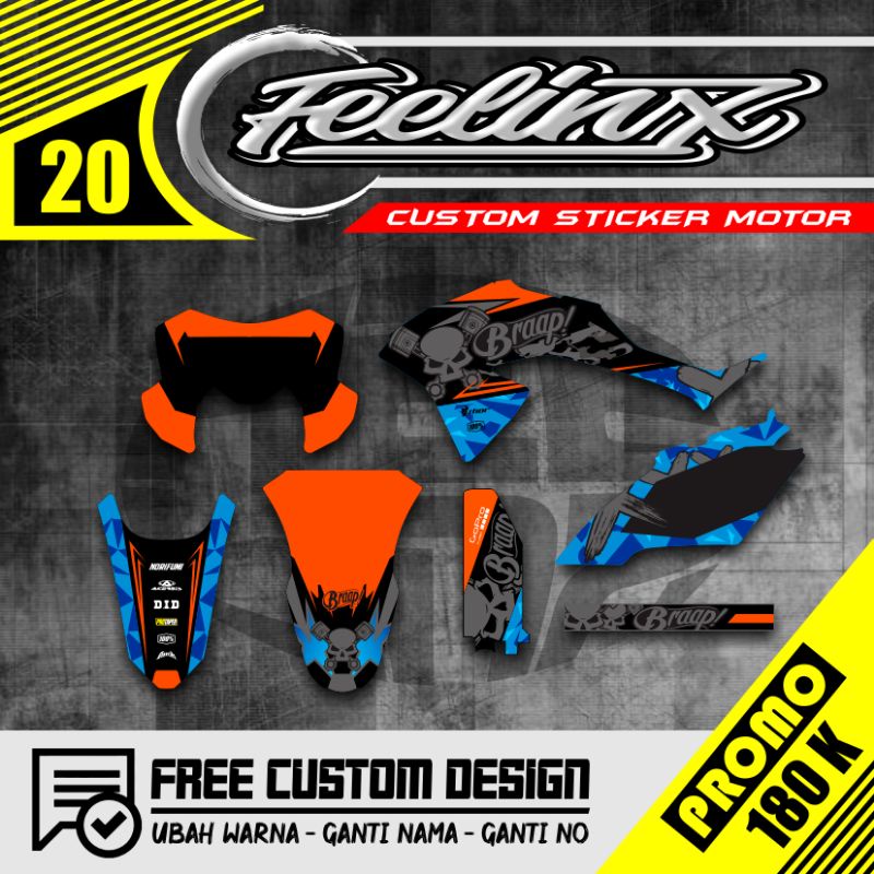 DECAL KLX 150 BF ORANGE BLUE ARMY