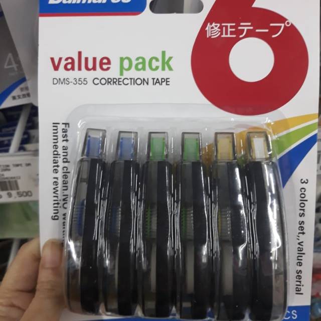 

Correction Tape DMS 355 3 Colors Set Tip Ex Pita Koreksi