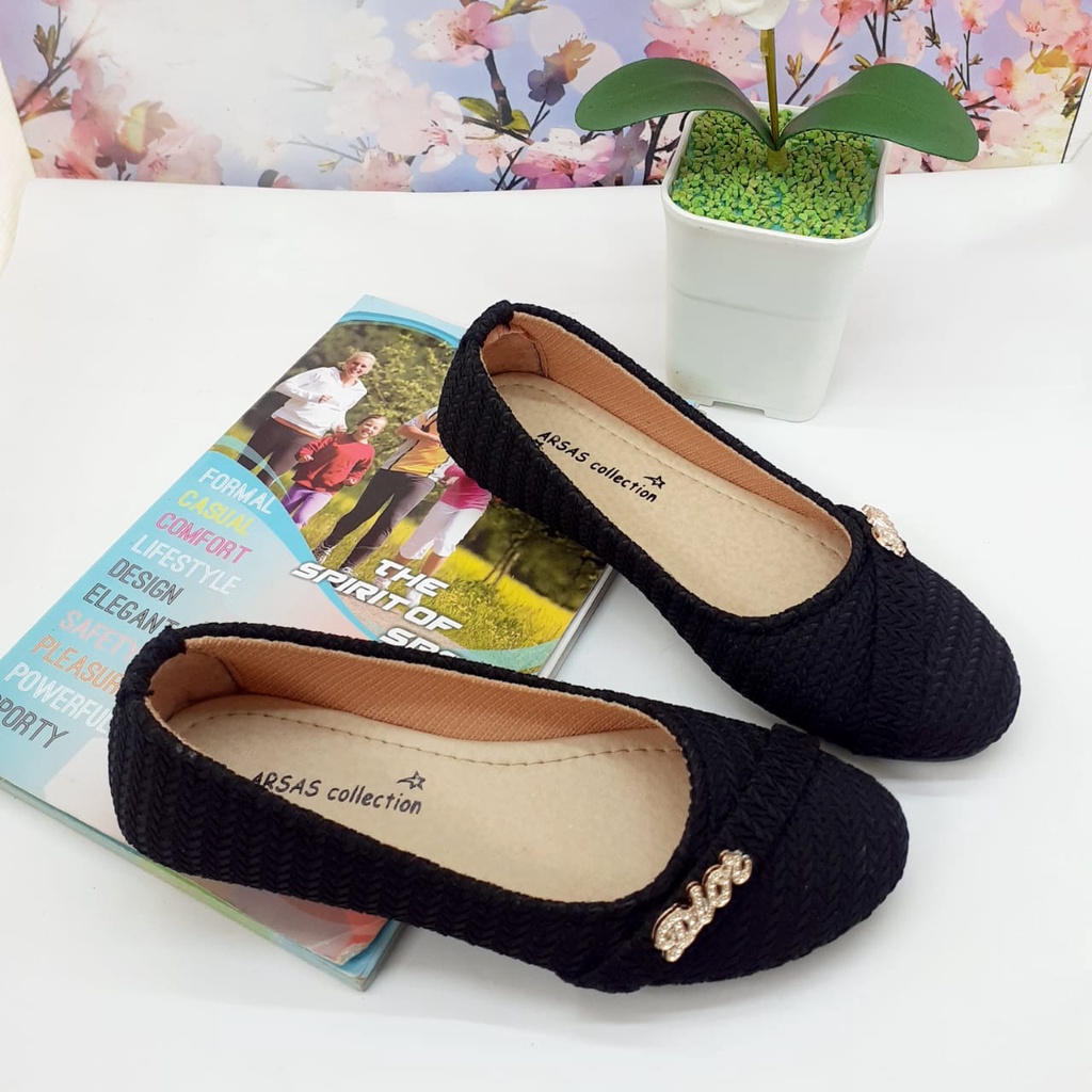 Sepatu flats anak perempuan girl shoes Sunny warna Black - Sepatu Anak perempuan terbaru 2022