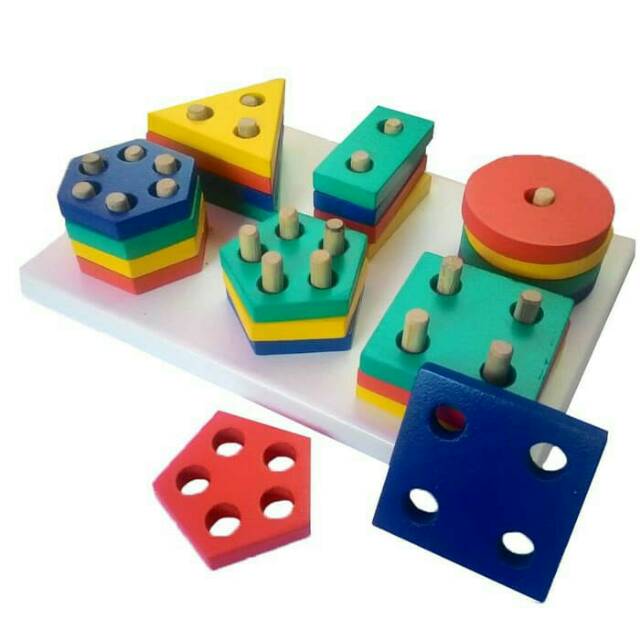 Mainan Edukatif Mainan Balok Kayu Bentuk Geo 6 pcs