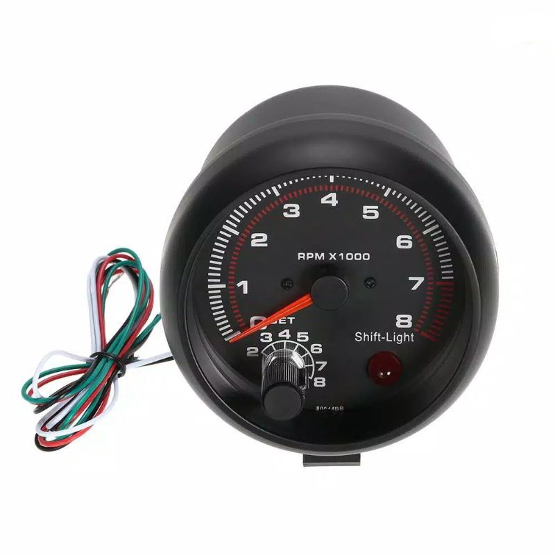 Tachometer Mobil Universal Warna Hitam Ukuran 3.75 &quot;0-8000 RPM