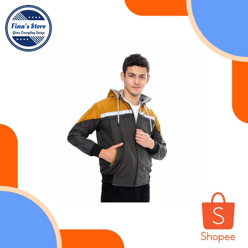 JAKET 2 IN 1 JAKET PRIA JAKET BOLAK BALIK PRIA JAKET PARKA PRIA JAKET OUTDOOR MUSTARD ARMY