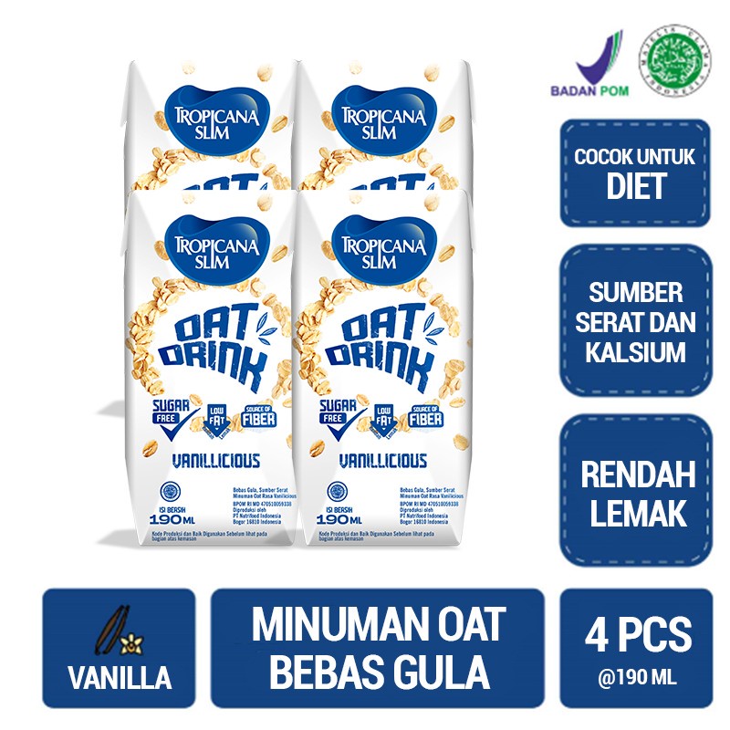 

Tropicana Slim Oat Drink Milk 4 pc @ 190ml - Ready to Drink
