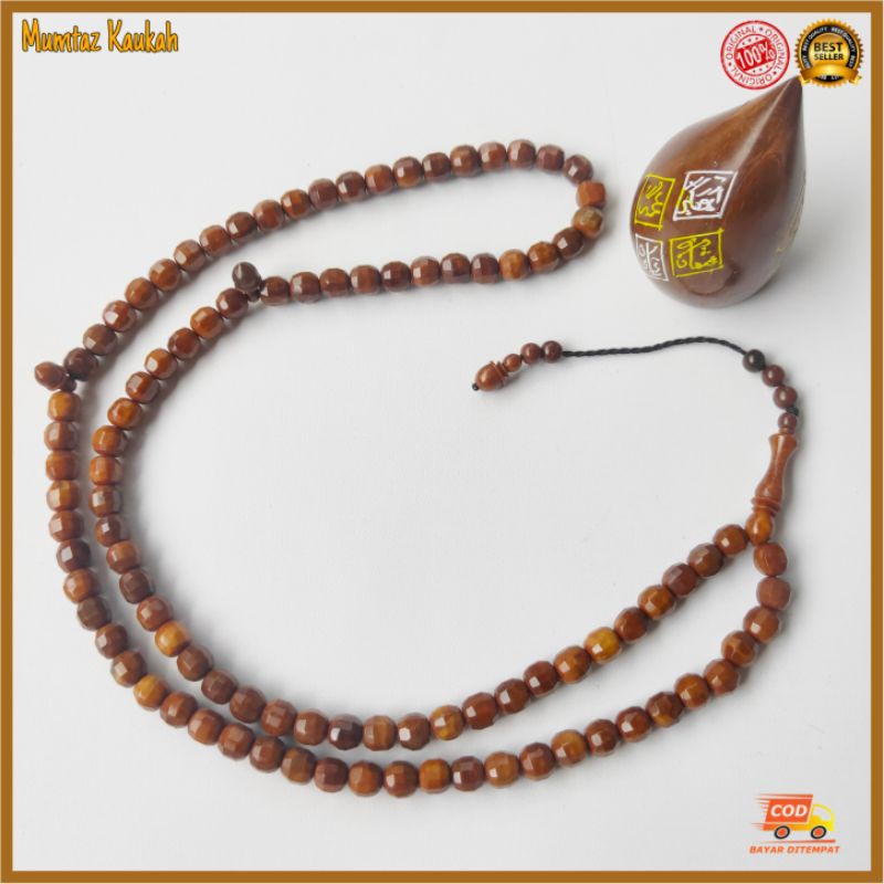 Tasbih kokka kaukah 99 bulat cutting kristal 8,5 mm coklat original koka kaoka kaokah