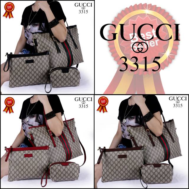 Gucci GG Shopping Tote Shoulder Bag 3in1 (3315)
