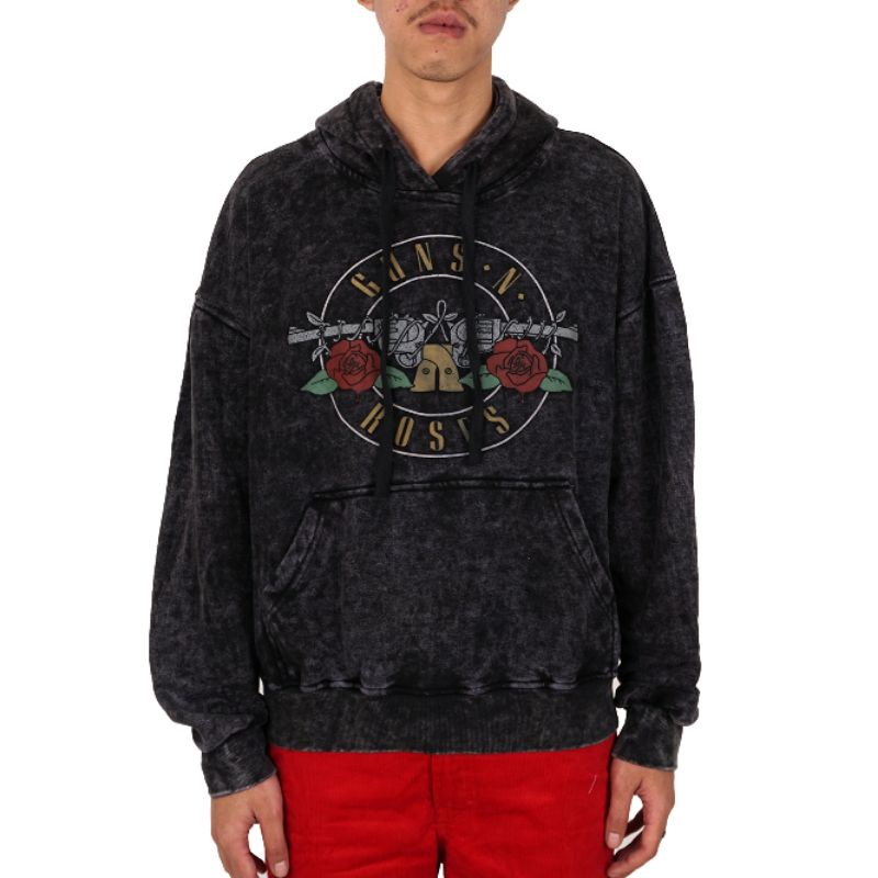 HOODIE JAKET PRIA MCF GUNS N ROSES BLACK WASHING PREMIUM