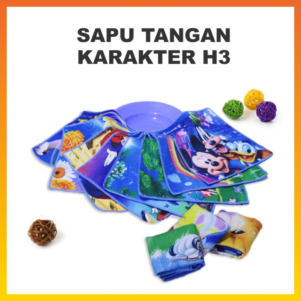 Sapu Tangan Karakter Lap tangan Sapu Tangan Bahan Handuk Lap Tangan Serbaguna Random WHFURNITURE