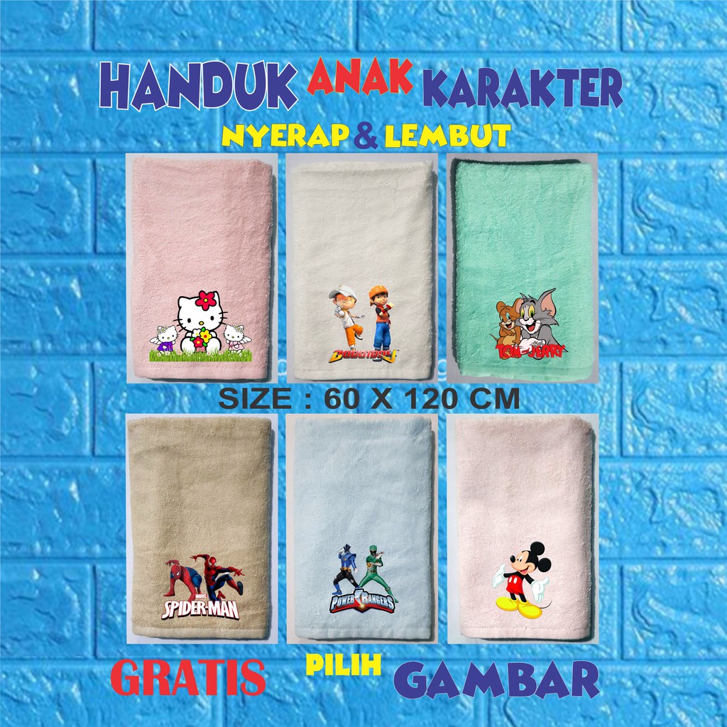 HANDUK ANAK KARAKTER,handuk anak ,anduk anak,anduk anak karakter,handuk custom,handuk kecil