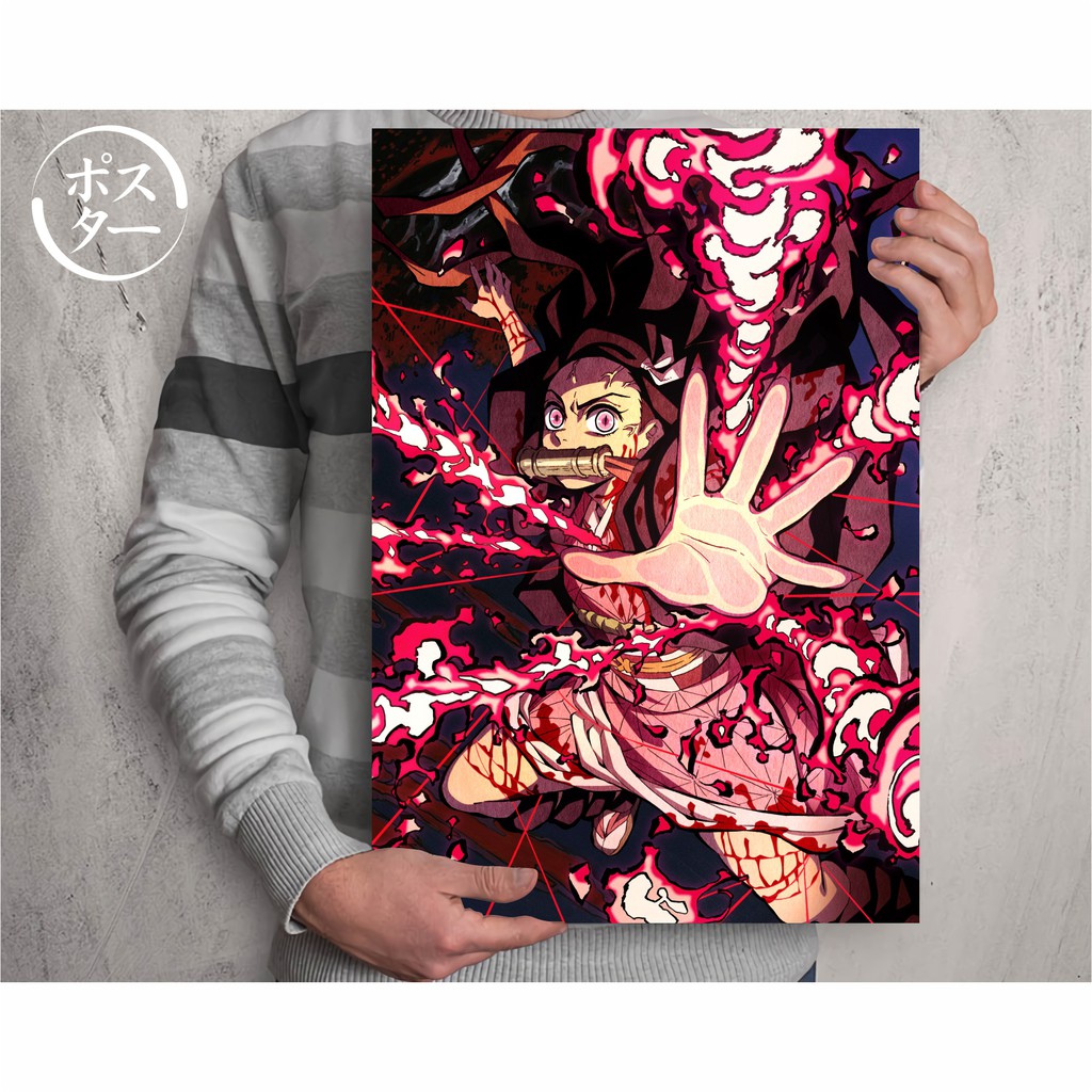 Koleksi Poster Anime Kimetsu no Yaiba - Demon Slayer B - Tanjiro Nezuko Zenitsu Inosuke - Size A3+-Nezuko C