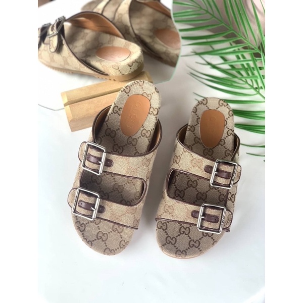 Sepatu Sendal Wanita GC Sideline Slide Sandals Shoes Premium Import, Coklat Brown, Casual Daily Ootd