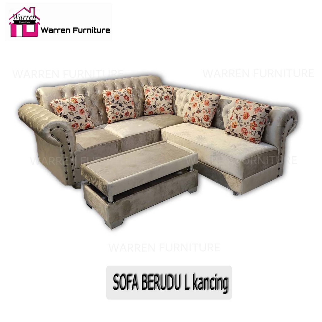 sofa berudu L kancing / sofa minimalis / sofa sudut