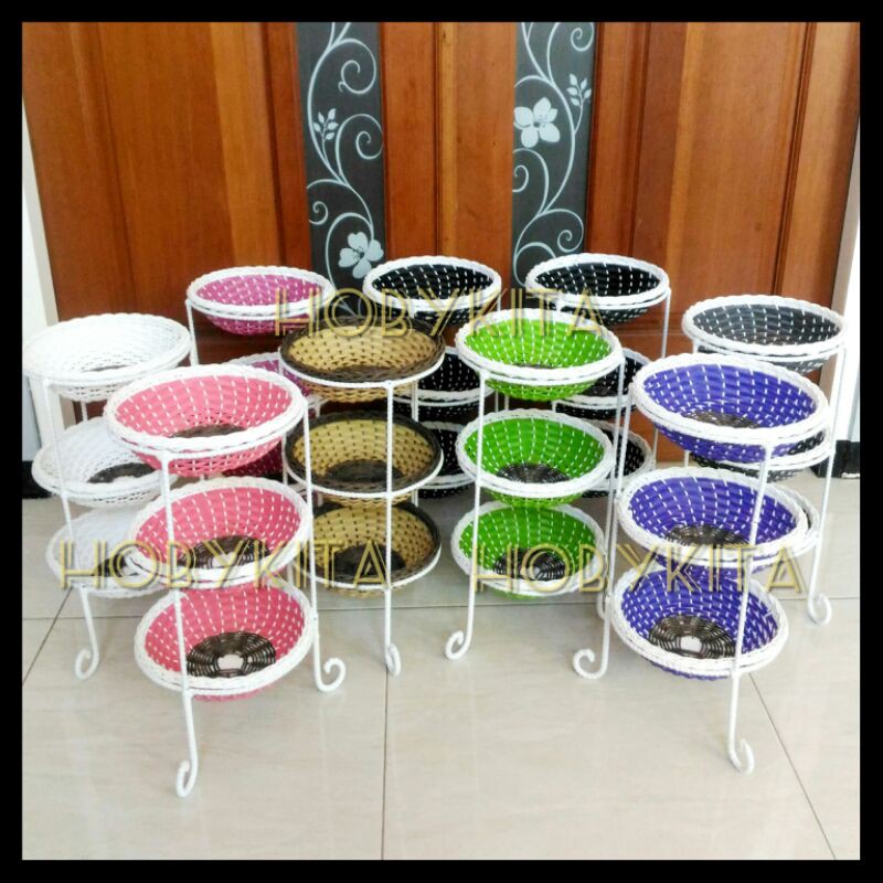 RAK BUMBU ROTAN SINTETIS l Rak Bawang l Rak Bumbu Dapur l Rak Bumbu Susun 3 l Tempat Bumbu Rotan Sin