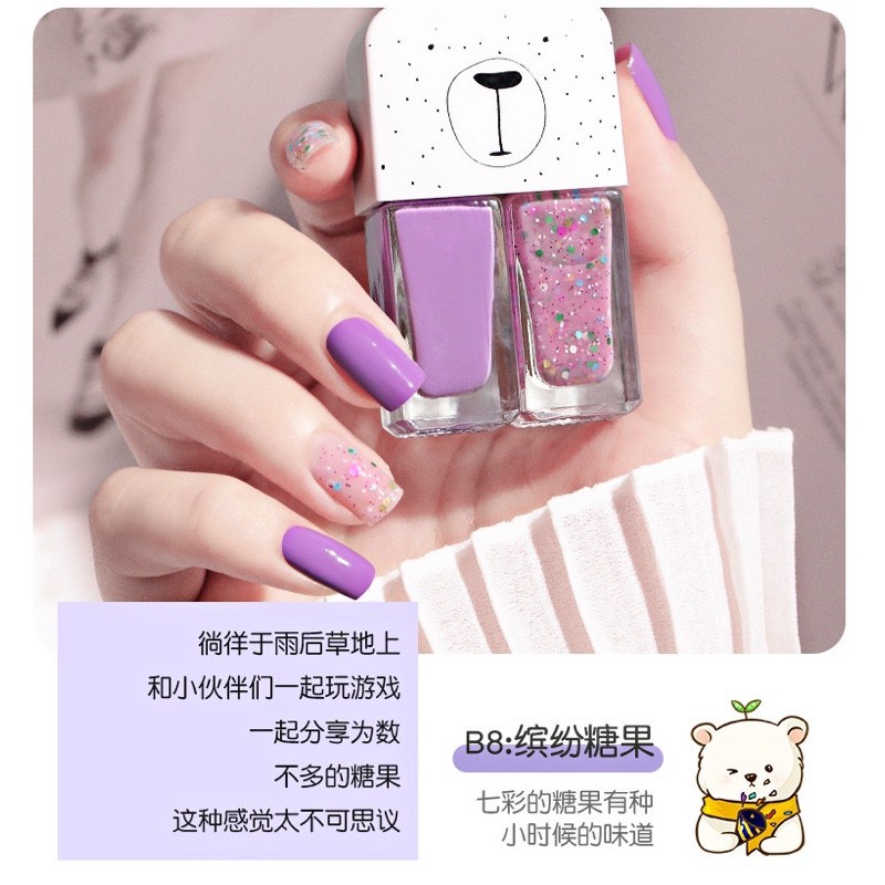 (30WARNA) AIXSCOCO PREMIUM KOREAN NAIL POLISH kutek 2in1 HALAL 2 warna kutek korea nail polish