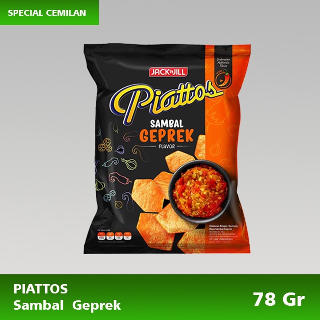 

Jack N Jill Piattos Sambal Geprek 78 gr / Cemilan spesial Pedas