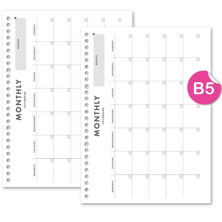 

Loose leaf B5 dan A5 100 gsm - Monthly Calendar