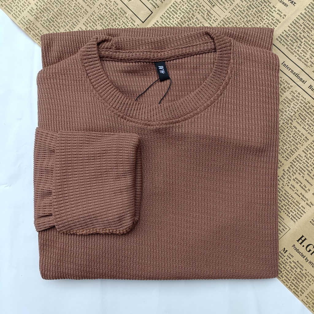 PART II Kaos Rib Premium / Kaos Grosir / Kaos Rib Premium Tebal / Kaos Lengan Panjang Termurah-Coklat Milo Wafer